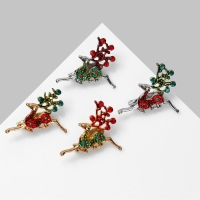 Брошь новогодняя &laquo;Олень&raquo; парящий, цвет МИКС (неделимая фасовка 12 шт., цена за шт.)