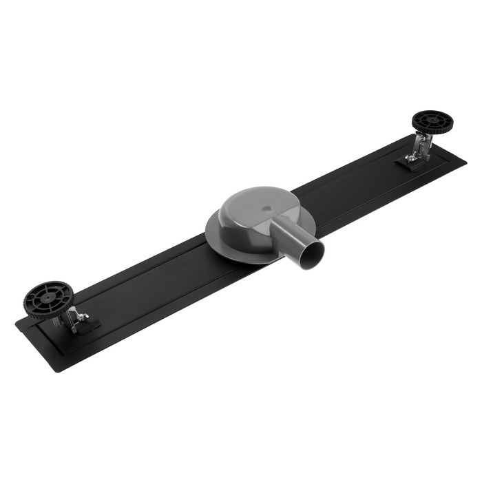 Трап ZEIN engr, c флaнцeм свободного вращ 360&deg;, 7*60 см, d=40/50 мм, нерж сталь, черный