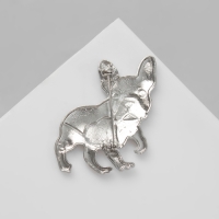 Брошь &laquo;Бульдог&raquo; французский с сердечком, цветная в серебре