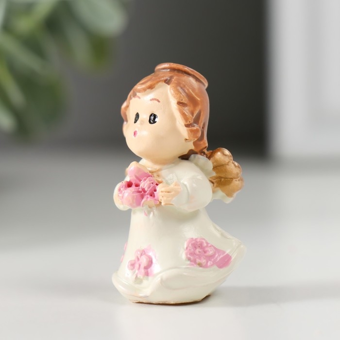 Сувенир полистоун "Ангел с цветочком" МИКС 2х2,5х4 см