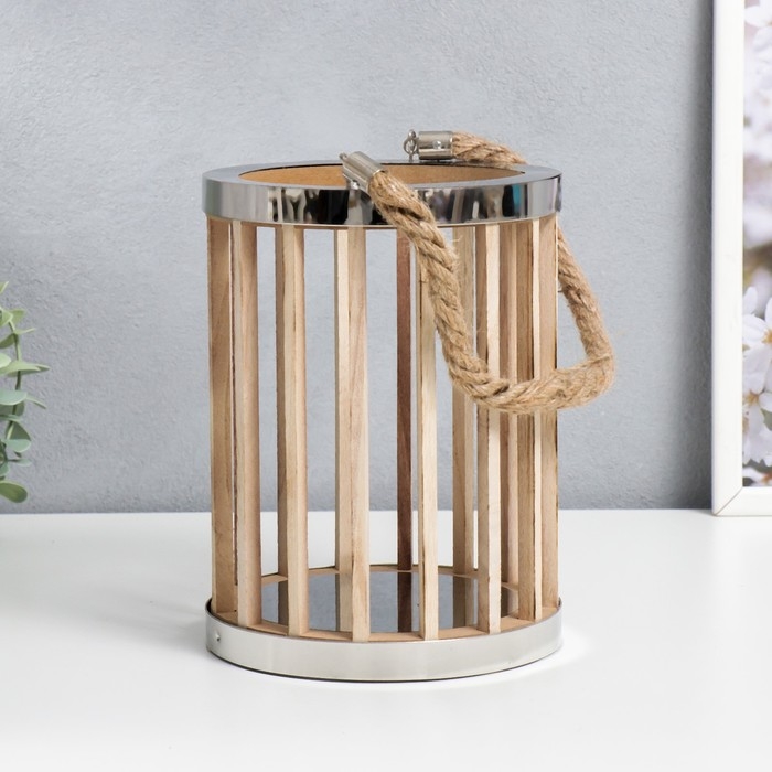 Подсвечник дерево "Цилиндр - рейка" набор 2 шт 15х15х21, 11,5х11,5х16 см