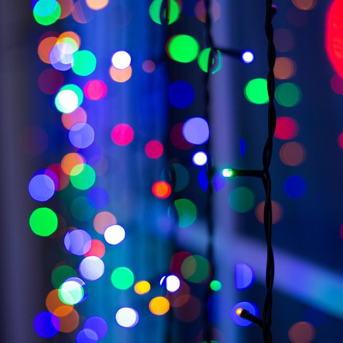Гирлянда &laquo;Занавес&raquo; 2 &times; 6 м, IP44, УМС, тёмная нить, 1440 LED, свечение мульти, 220 В