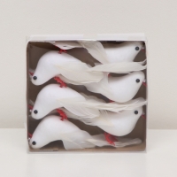 Птичка для декора и флористики, на прищепке, белая, пластиковая, 1шт., 8 х 8 см