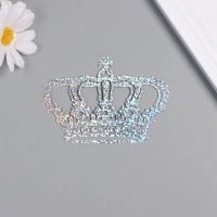 Наклейка бумага, пластик "Корона императора" голография серебро набор 12 шт 3 размера