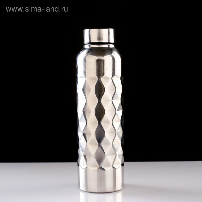 Бутылка для воды, 1 л, 24 х 7 см, хром