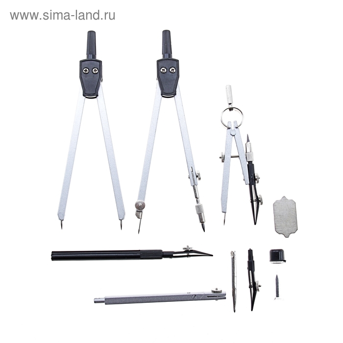 Набор чертежный 9 предметов, в пластиковом пенале