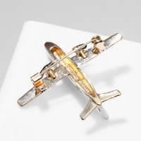 Брошь &laquo;Самолёт&raquo; лайнер, цветная в золоте