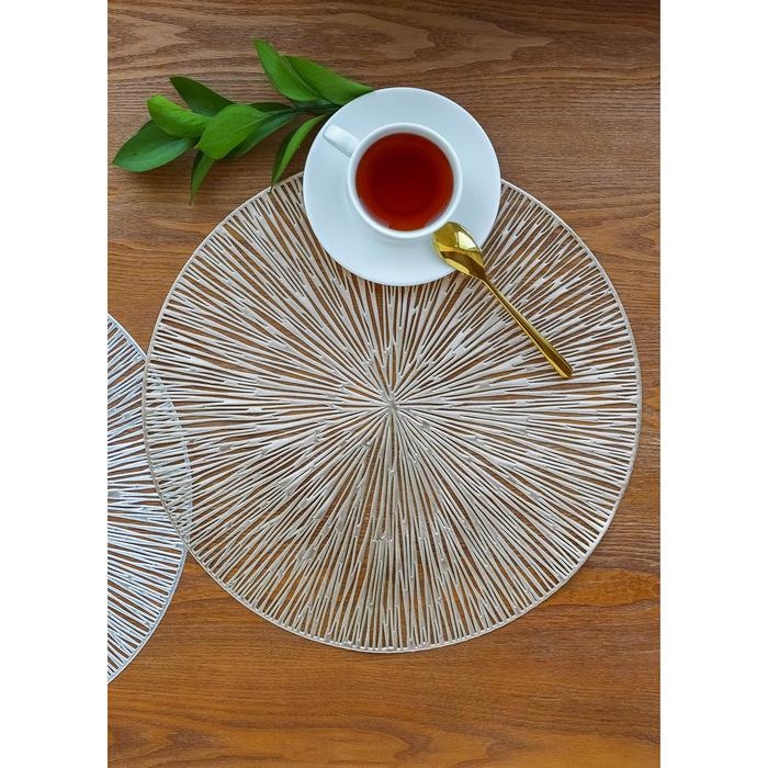 Набор салфеток сервировочных на стол Доляна &laquo;Сияние&raquo;, d=38 см, 4 шт, цвет золото