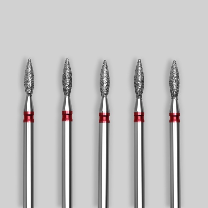 Фрезы алмазные для маникюра &laquo;Пламя&raquo;, мелкая зернистость, d 2,5 &times; 8 мм, 5 шт