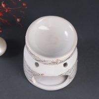 Аромалампа керамика "Белый мрамор с золотыми трещинками" 9,8х9,8х11 см