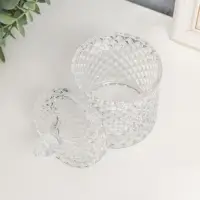 Шкатулка стекло "Цилиндр с ромбиками" прозрачная 14,5х8,5х8,5 см