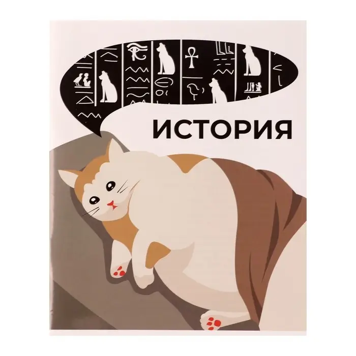 Тетрадь предметная 36 листов в клетку Calligrata &laquo;Животные мемы. История&raquo;, обложка мелованная бумага, серые листы