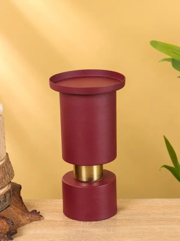 Подсвечник на 1 свечу текстурный "Баклажановый" 10,5х10,5х19 см