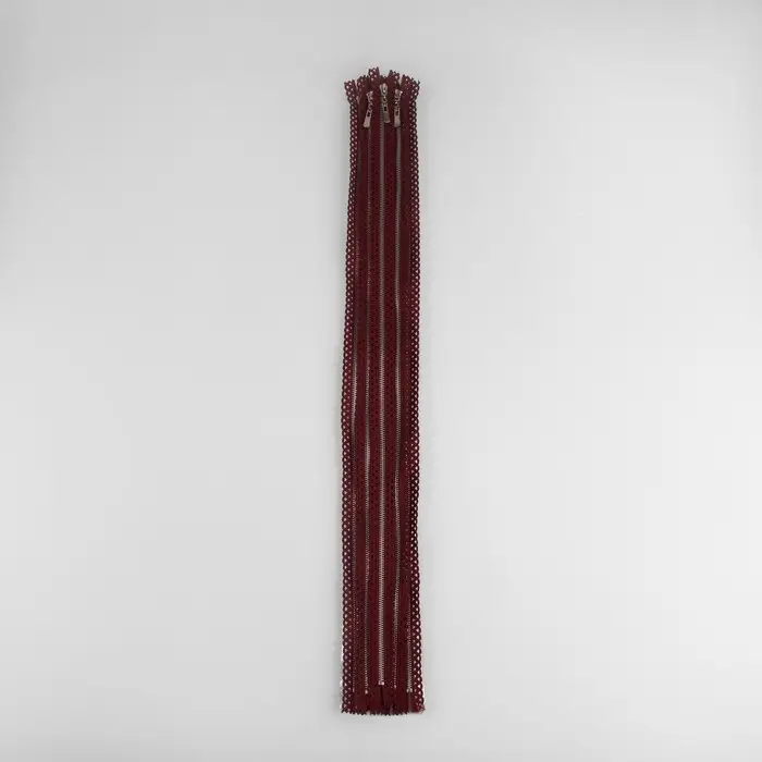 Молния металлическая, №3, неразъёмная, замок автомат, 60 см, бордовая