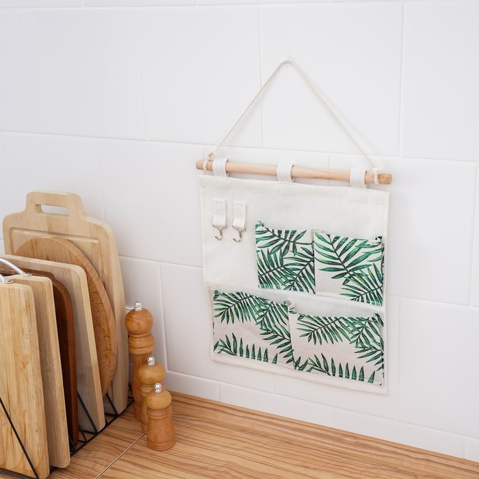 Органайзер подвесной с карманами Доляна &laquo;Тропики&raquo;, 4 отделения, 30&times;34 см