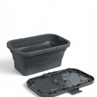 Корзина - столик Maclay 2 в 1, складная, 47 х 28,5 х 23,5 см, стол 45 х 28 х 16 см, серая