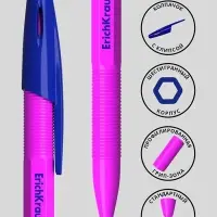 Ручка шариковая ErichKrause R-301 Neon Stick, узел 0.7 мм, чернила синие, длина письма 2000 метров, МИКС