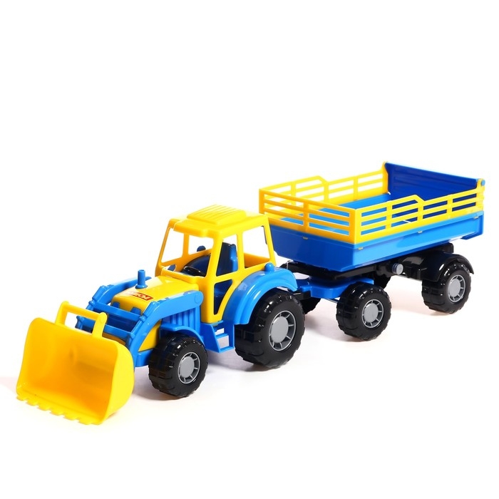 Трактор с прицепом №2 и ковшом &laquo;Мастер&raquo;, цвета МИКС