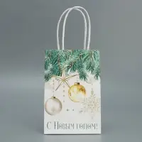 Пакет подарочный новогодний крафтовый &laquo;Роскошь Нового года&raquo;, 15 х 10 х 6 см