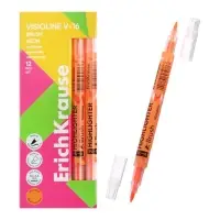 Маркер текстовыделитель 0.5-3.5 мм ErichKrause Visioline V-16 Brush Neon, двухсторонний, оранжевый неон, чернила на водной основе