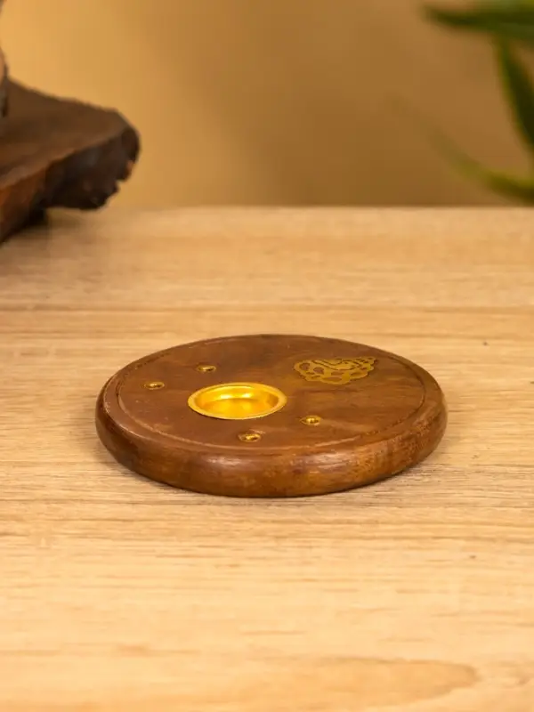 Подставка под благовония круглая, 8 см, дерево шишам, МИКС