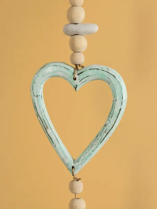 Подвеска декоративная "Сердечки" дерево, камень 13х3х100 см