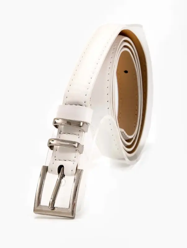 Ремень жен 03-01-02-01, Июнь2502, 2*0,3*110 см, без винта, пряж металл, 1 прокол, белый