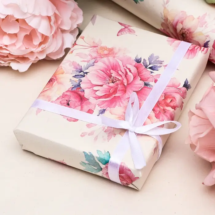 Бумага упаковочная, крафт белый &laquo;Цветочный образ&raquo;, 40&times;60 см