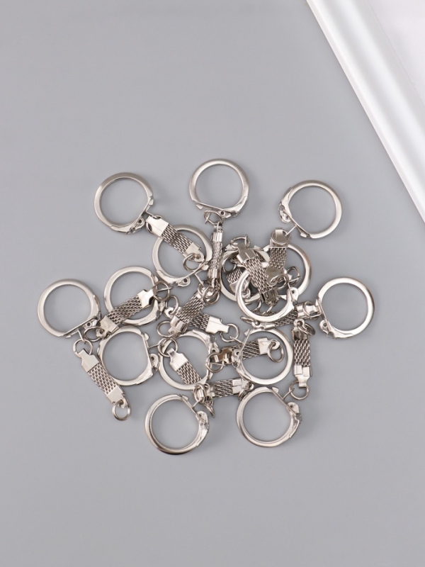 Основа для брелока карабин металл с плоской цепочкой серебро набор 15 шт 5,8х2,2 см