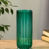 Ваза стекло настольная "Верена" 25,5х10 см, зелёный