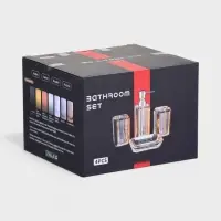 Набор для ванной "Кристалл" 4 предмета (дозатор, 2 стакана, мыльница)