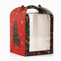 Складная коробка под маленький торт &laquo;Роскошная ёлка&raquo;, 15 х 15 х 18 см, Новый год