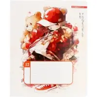 Тетрадь 12 листов, в линейку &laquo;С ушками&raquo;, мелованный картон, МИКС