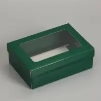 Коробка складная &laquo;Армейский зелёный&raquo;, с окном 21 х 15 х 7 см
