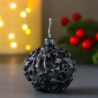 Свеча "Новогодний шарик", 55х55 мм, голубая роспись