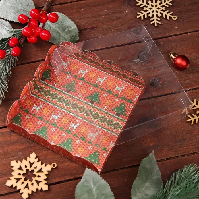 Коробка для печенья, &laquo;Скандинавия&raquo;, 12&times;12&times;3 см, Новый год