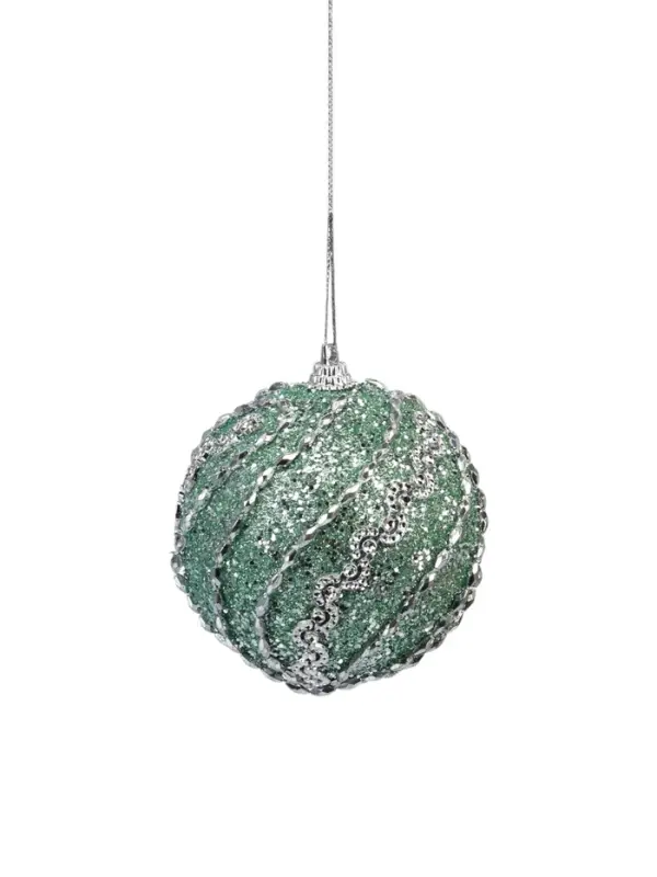 Ёлочный шар новогодний d=8 см &laquo;Карнавал&raquo; сияние полос, бирюзовый