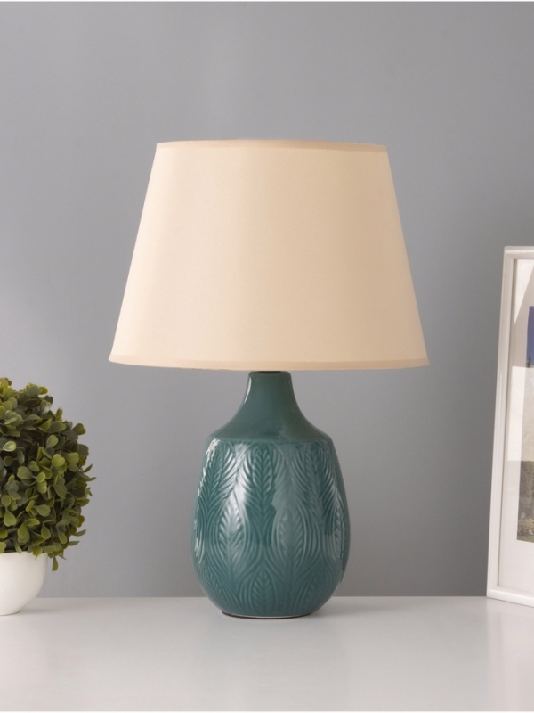 Настольная лампа "Жанин" 1х15Вт Е14 бирюзовый 28х28х42 см