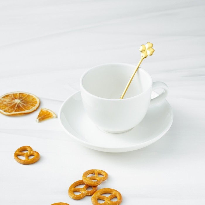 Ложка десертная из нержавеющей стали Magistro &laquo;Клевер&raquo;, длина 12,5 см, цвет золотой