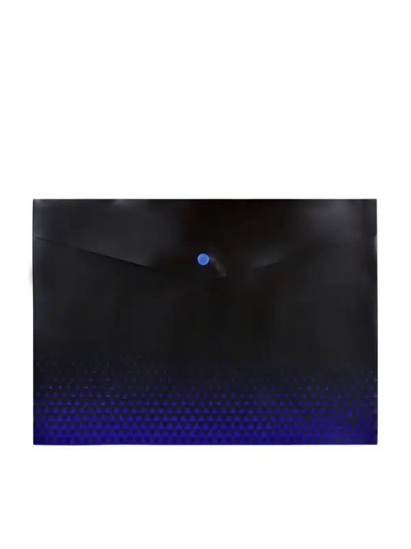 Папка-конверт на кнопке формат А4 180мкр Черная с металлизированной отделкой МИКС (шр на шт)   10843