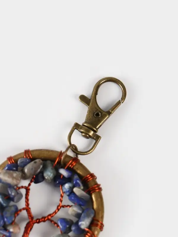 Брелок ловец снов "Великое древо" 19 см, цв. бело-синий