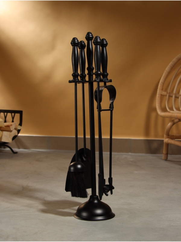 Каминный набор "Очаг" сталь, 4 предмета, 13х13х61 см