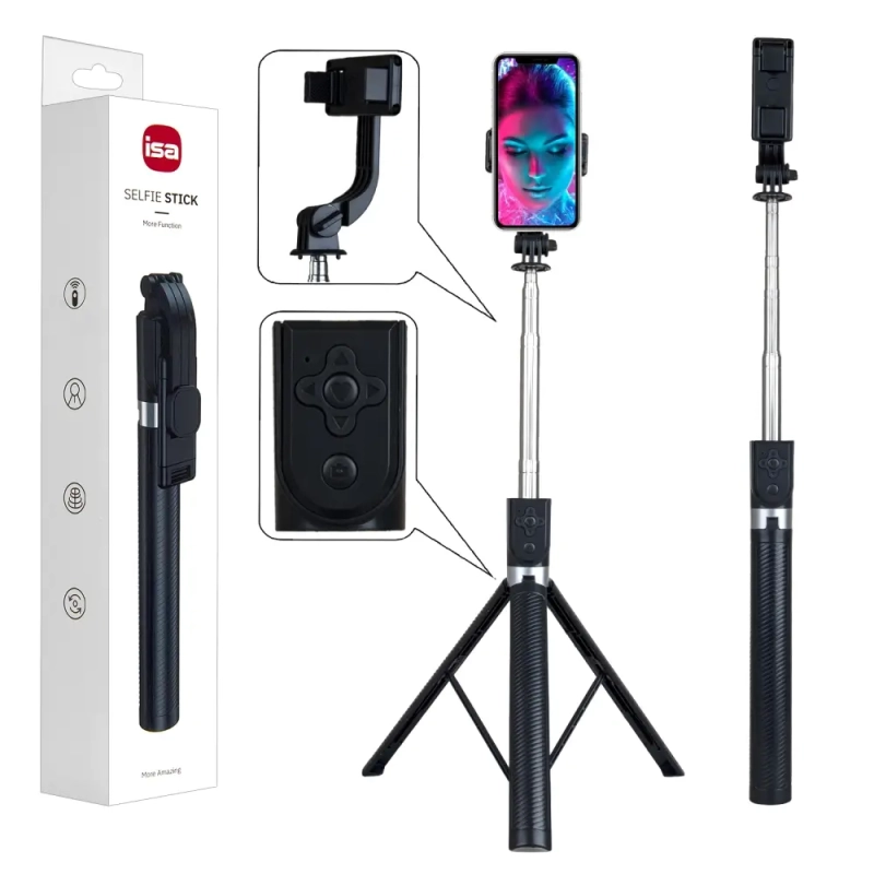 Монопод с блютуз пультом Z6 1.7m черный ISA