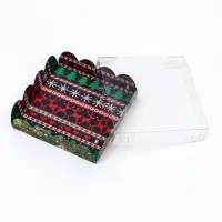 Коробка для печенья, кондитерская новогодняя упаковка, &laquo;Елочные украшения&raquo;, 12&times;12&times;3 см