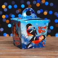 Подарочная новогодняя коробка &laquo;Снегири&raquo;, упаковка, 10&times;9.2&times;9.2 см