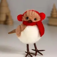 Сувенир "Птичка в наушниках и шарфике" 9,5х5,5х10,5 см