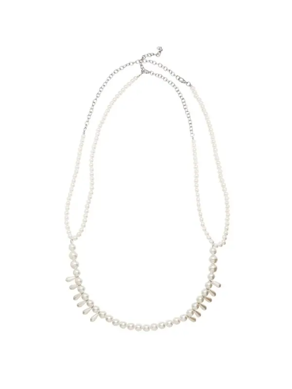 Бодичейн женская &laquo;Жемчуг&raquo; капли, белый в серебре