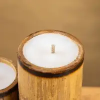 Свеча в бамбуке тройная &laquo;Руны&raquo;, 13&times;14&times;30 см, 100 мл, бежевая