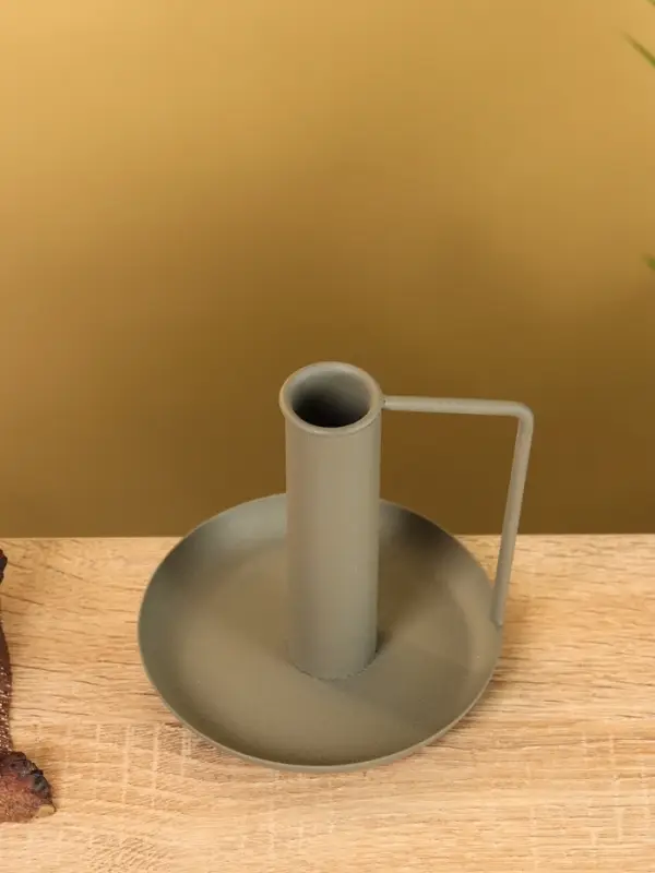 Подсвечник на 1 свечу текстурный с ручкой и блюдцем &laquo;Графит&raquo;, 10&times;10&times;9.5 +/- 0.5 см