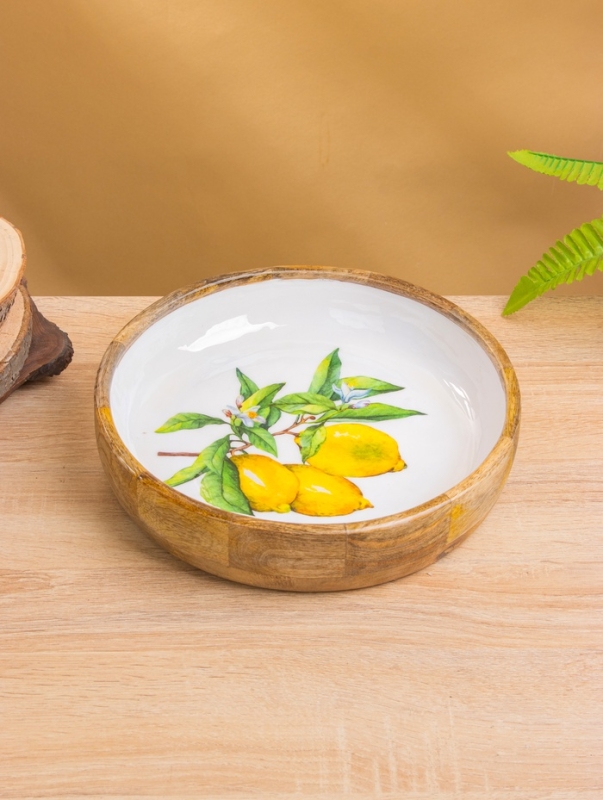 Блюдо "Лимоны" дерево манго 25,5х25,5х6 см